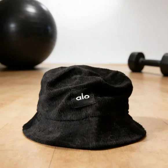 Alo Jet Black Logo Corduroy Bucket Cap - Picture 6 of 6